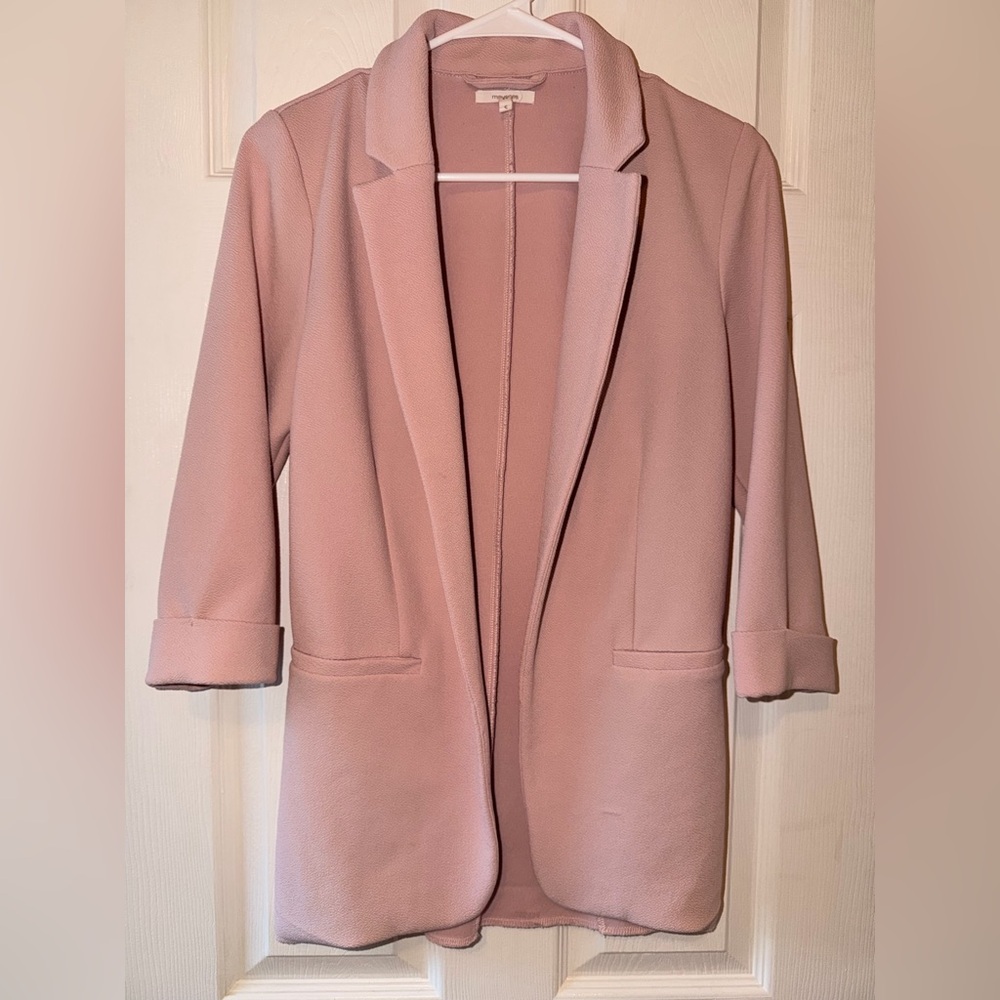 Women's Blush Pink Open-Front Blazer